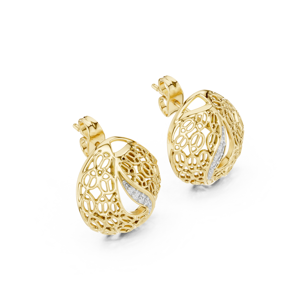 Coralle Lace Texture Curved Pavé Lab Grown Diamond Earrings
