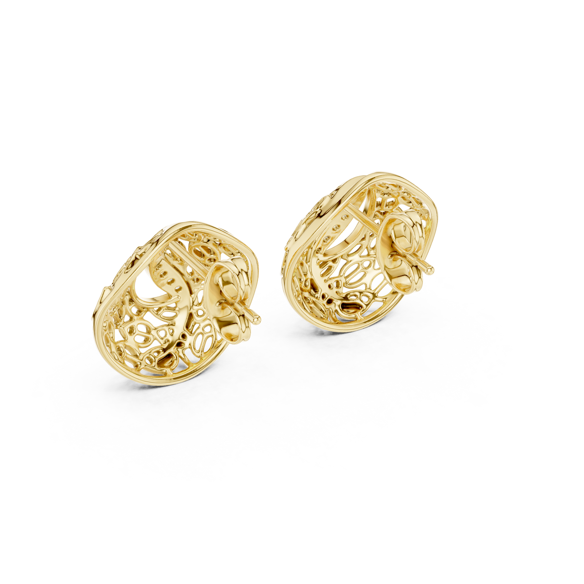Coralle Lace Texture Curved Pavé Lab Grown Diamond Earrings
