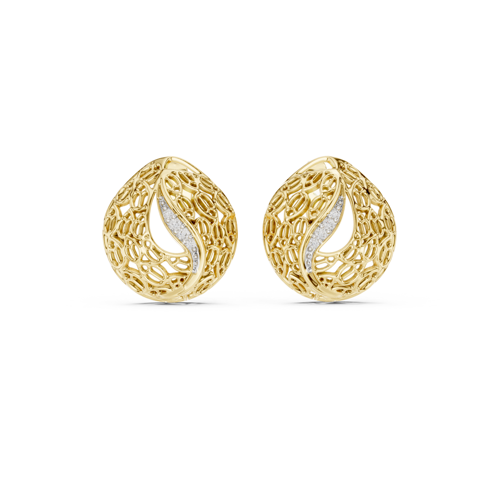 Coralle Lace Texture Curved Pavé Lab Grown Diamond Earrings