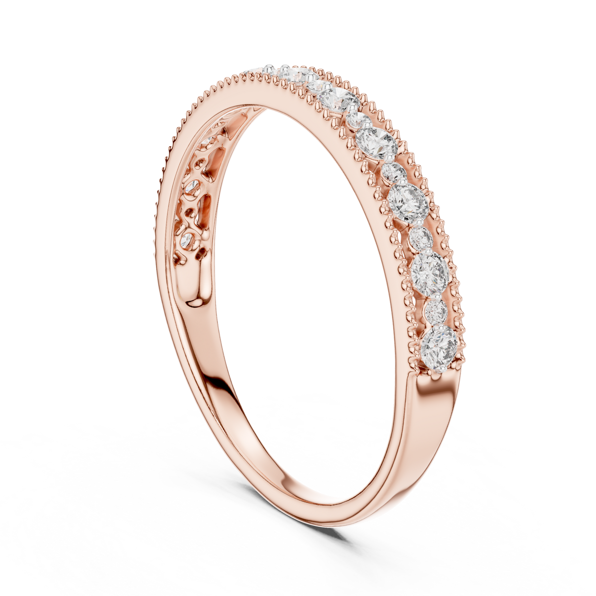 Milagrelle Milgrain Graduated Lab Grown Diamond Band Ring