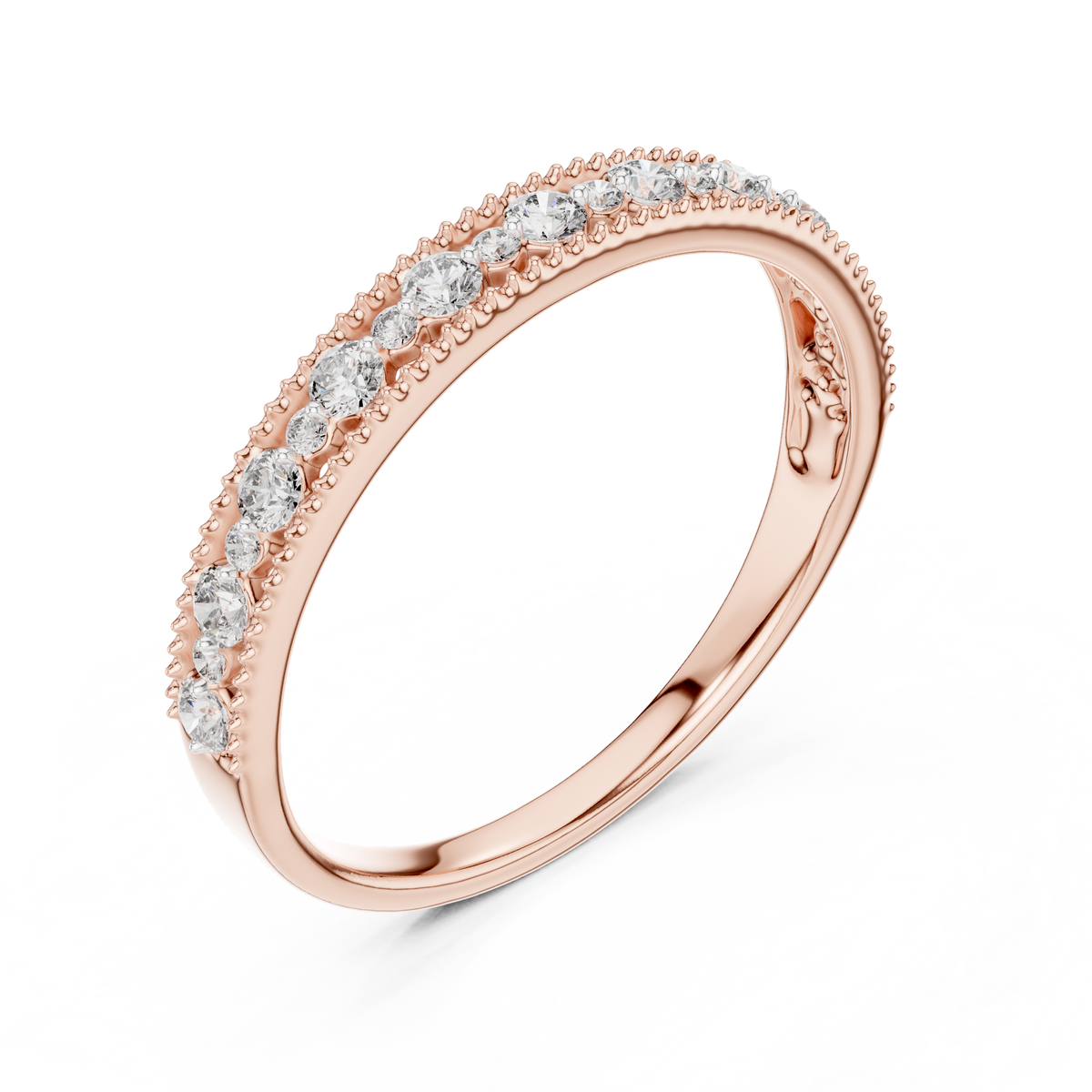 Milagrelle Milgrain Graduated Lab Grown Diamond Band Ring