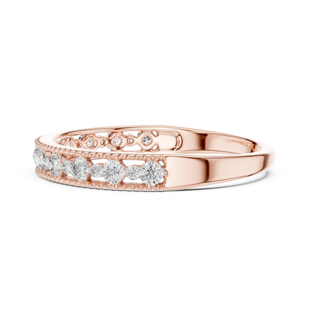 Milagrelle Milgrain Graduated Lab Grown Diamond Band Ring