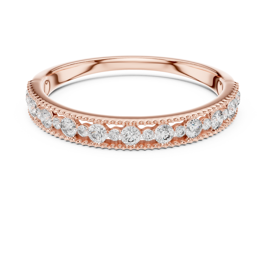 Milagrelle Milgrain Graduated Lab Grown Diamond Band Ring