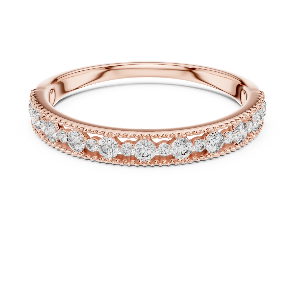 Milagrelle Milgrain Graduated Lab Grown Diamond Band Ring
