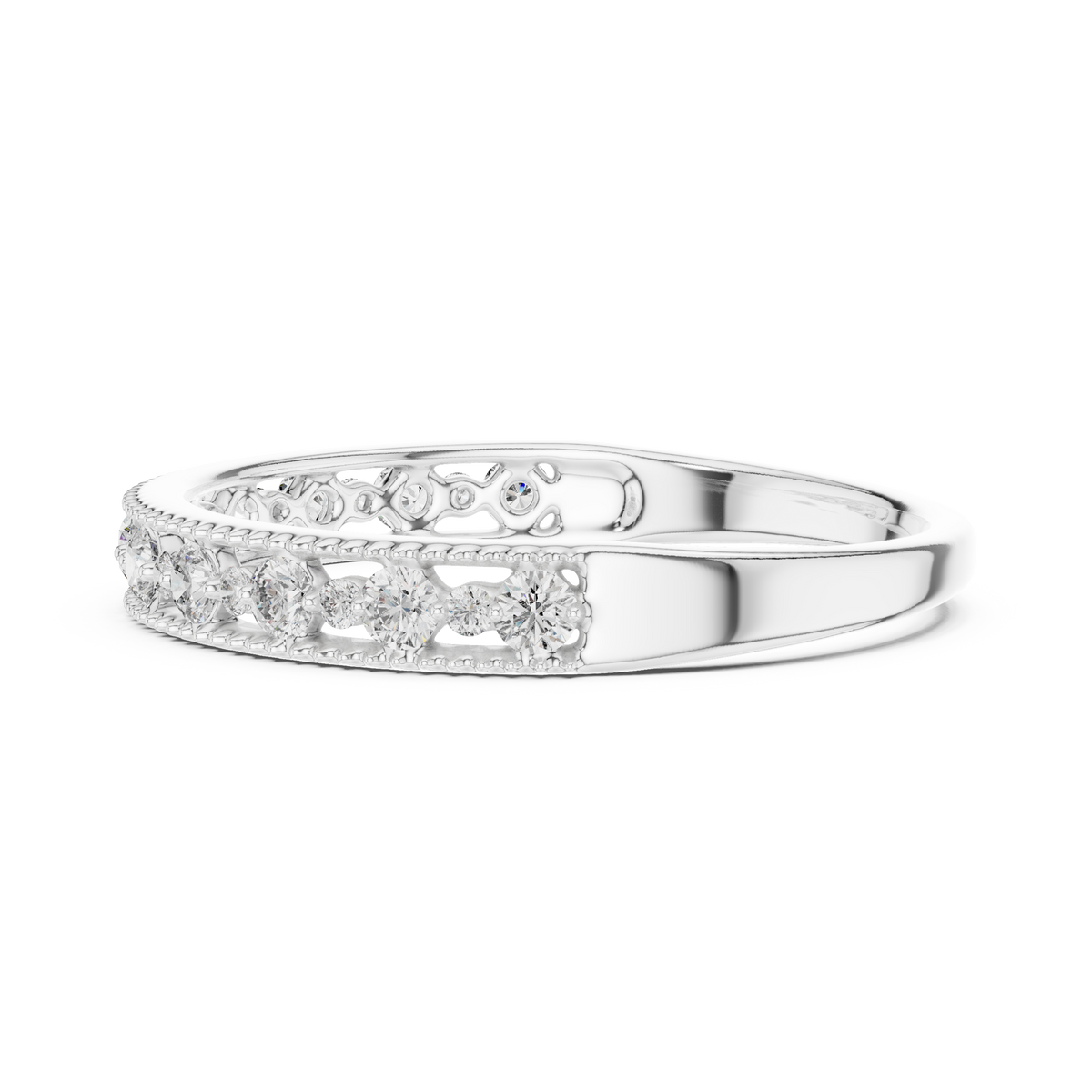 Milagrelle Milgrain Graduated Lab Grown Diamond Band Ring