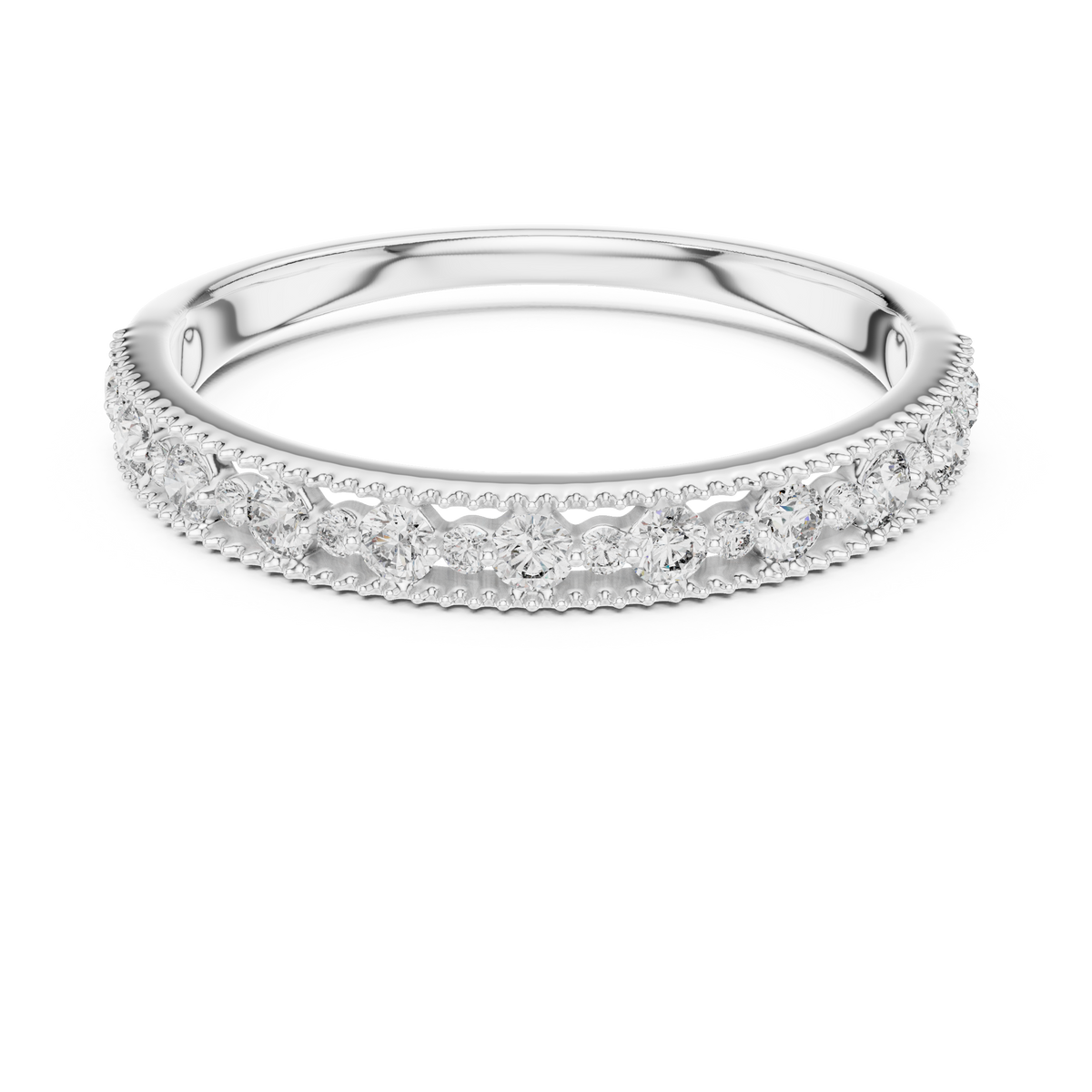 Milagrelle Milgrain Graduated Lab Grown Diamond Band Ring