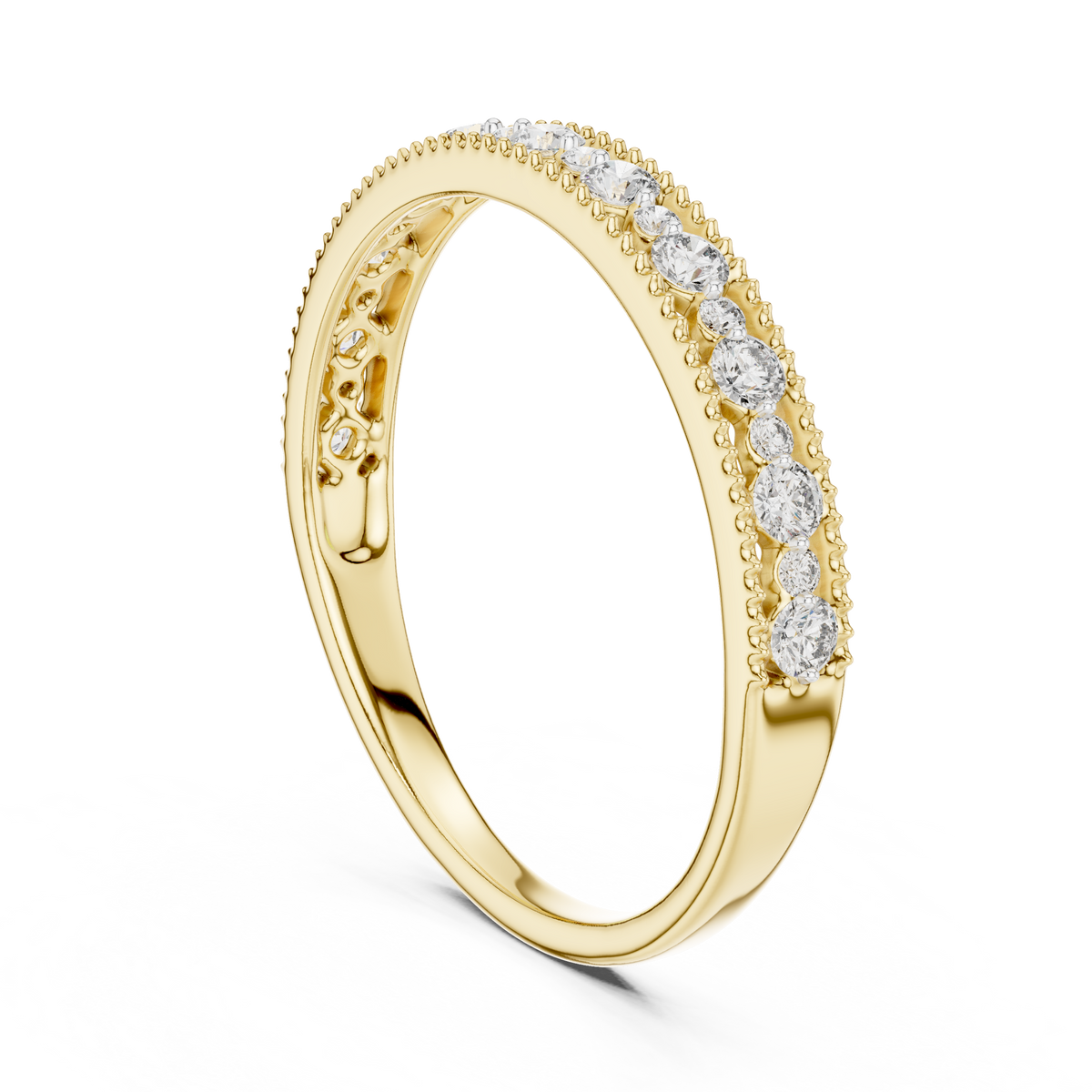 Milagrelle Milgrain Graduated Lab Grown Diamond Band Ring