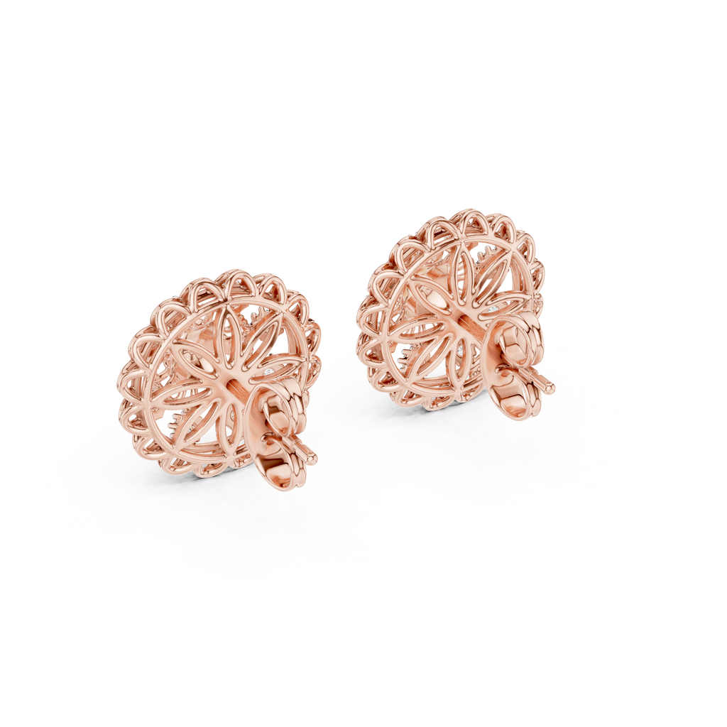 Funkelnde Diamant-Gold-Creolen | Ohrringe mit Blumenmuster
