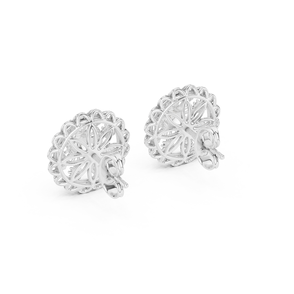 Funkelnde Diamant-Gold-Creolen | Ohrringe mit Blumenmuster