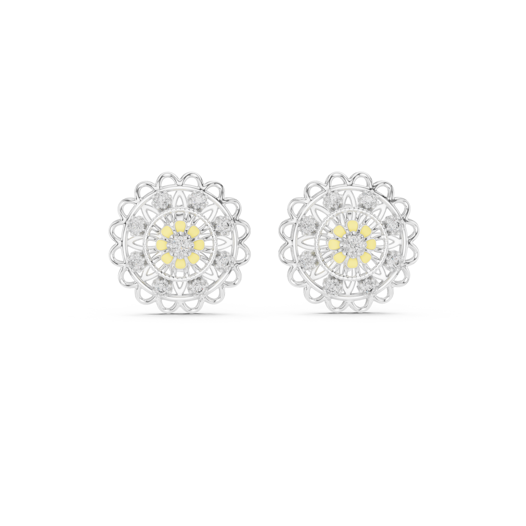 Funkelnde Diamant-Gold-Creolen | Ohrringe mit Blumenmuster