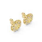 Funkelnde Diamant-Gold-Creolen | Ohrringe mit Blumenmuster