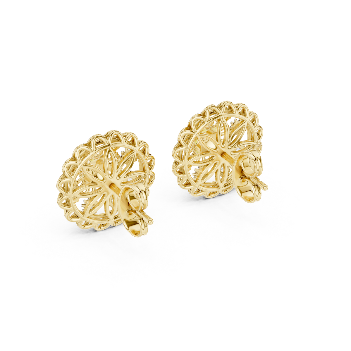Funkelnde Diamant-Gold-Creolen | Ohrringe mit Blumenmuster