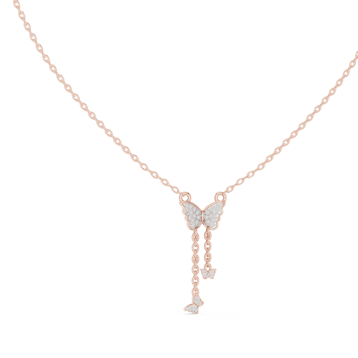 Aurelia Butterfly Cascade Lab Grown Diamond Pendant Necklace