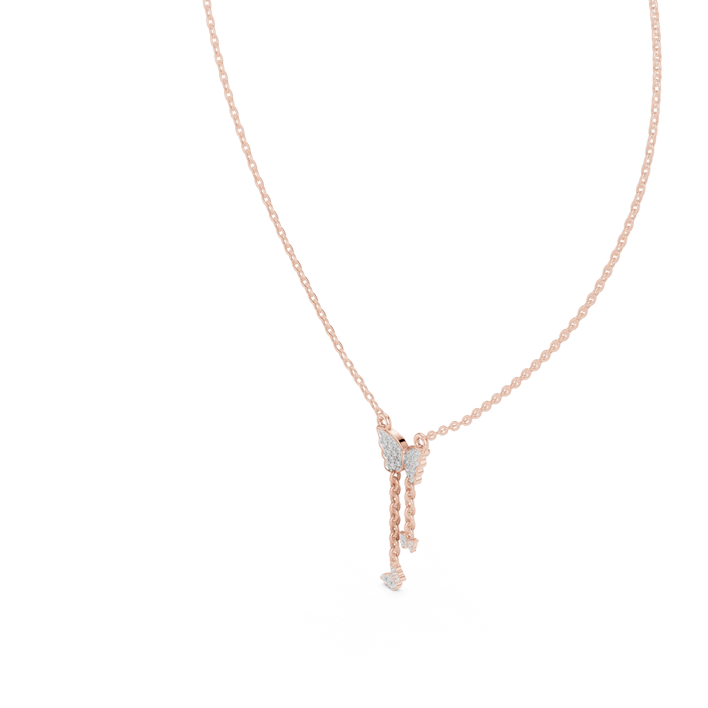 Aurelia Butterfly Cascade Lab Grown Diamond Pendant Necklace