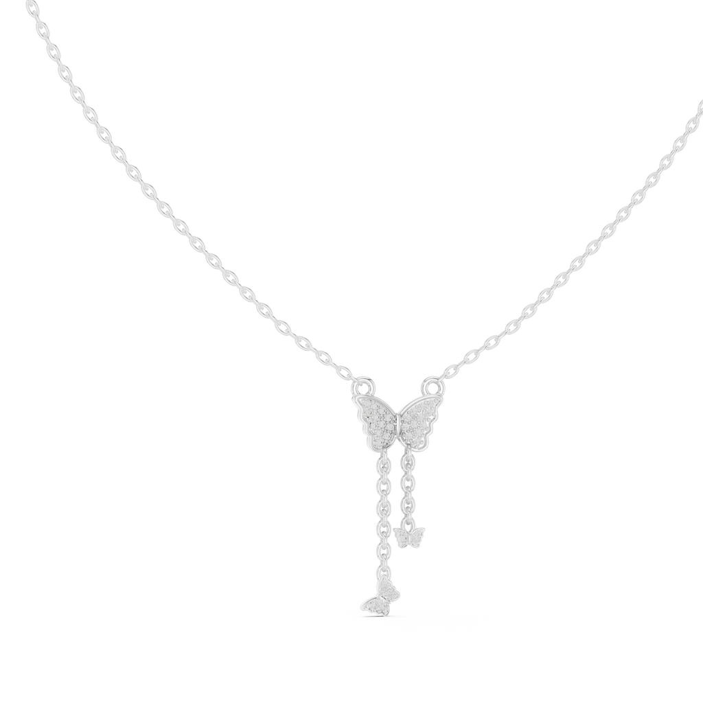 Aurelia Butterfly Cascade Lab Grown Diamond Pendant Necklace