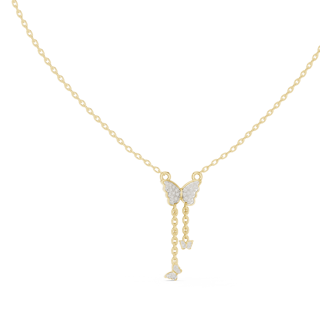 Aurelia Butterfly Cascade Lab Grown Diamond Pendant Necklace