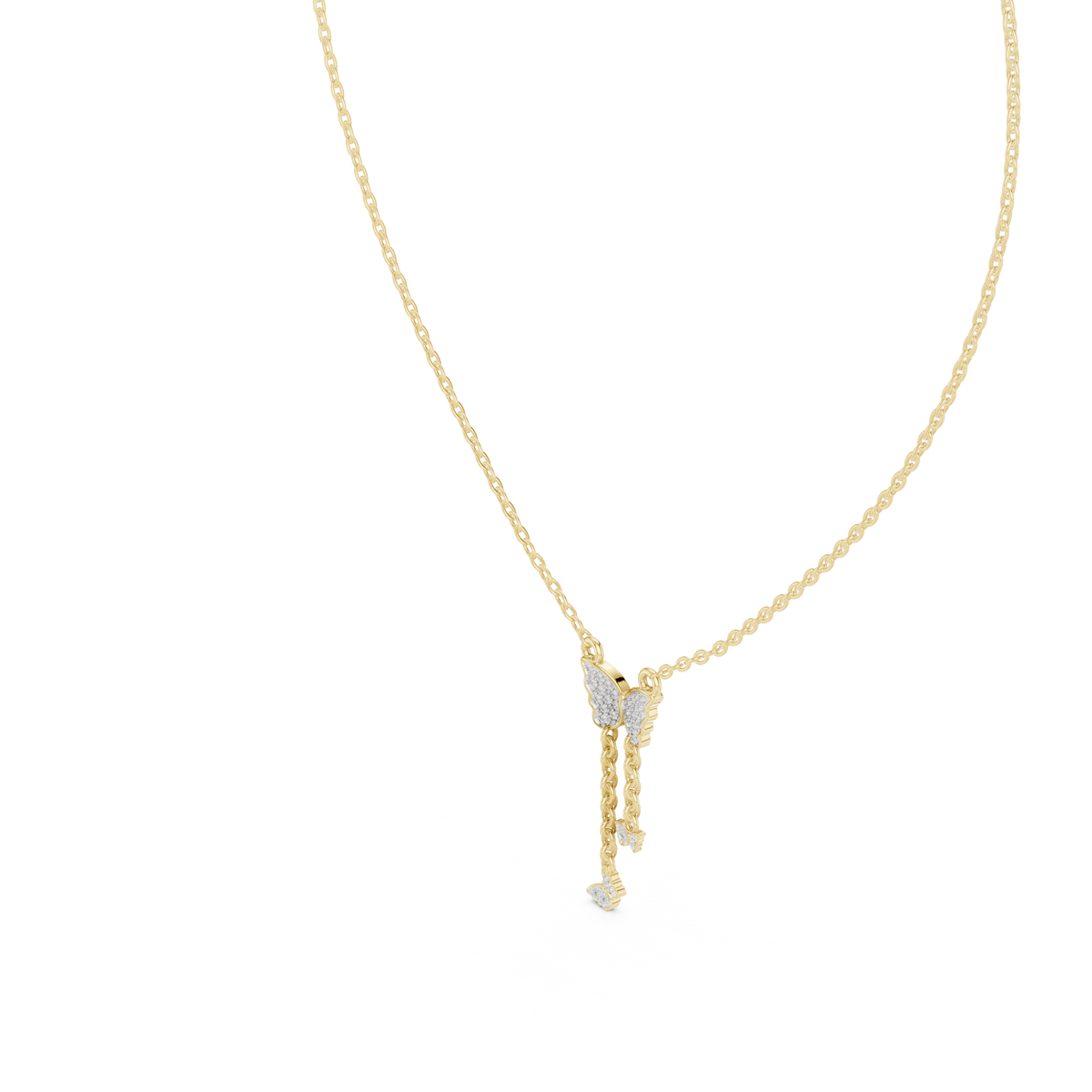 Aurelia Butterfly Cascade Lab Grown Diamond Pendant Necklace