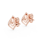Kalikelle Nested Leaf and Ribbed Bud Accent Lab Grown Diamond Earrings