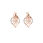 Kalikelle Nested Leaf and Ribbed Bud Accent Lab Grown Diamond Earrings