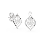 Kalikelle Nested Leaf and Ribbed Bud Accent Lab Grown Diamond Earrings
