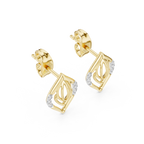 Kalikelle Nested Leaf and Ribbed Bud Accent Lab Grown Diamond Earrings