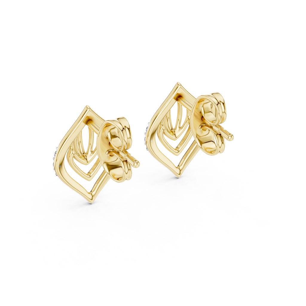 Kalikelle Nested Leaf and Ribbed Bud Accent Lab Grown Diamond Earrings