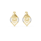 Kalikelle Nested Leaf and Ribbed Bud Accent Lab Grown Diamond Earrings