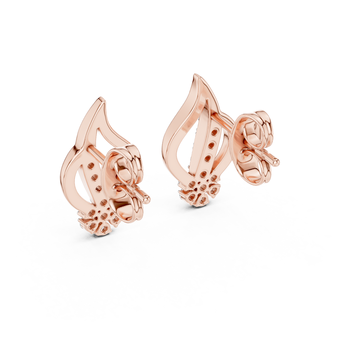 Diyelle Open Flame Pavé Bar and Seven Stone Flower Lab Grown Diamond Earrings