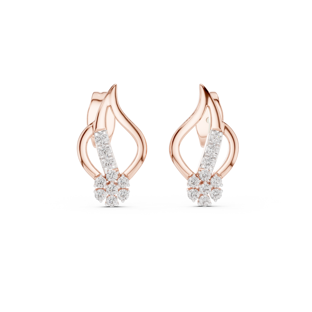 Diyelle Open Flame Pavé Bar and Seven Stone Flower Lab Grown Diamond Earrings