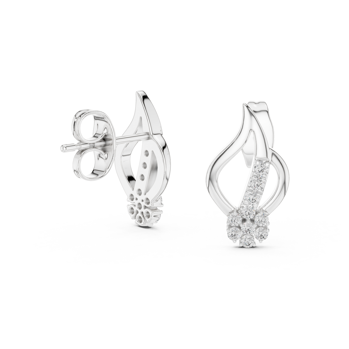 Diyelle Open Flame Pavé Bar and Seven Stone Flower Lab Grown Diamond Earrings