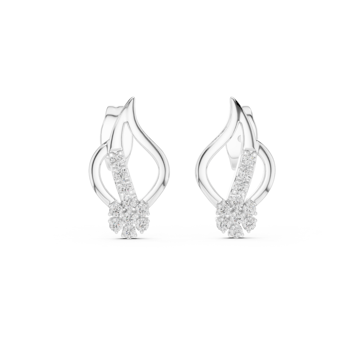 Diyelle Open Flame Pavé Bar and Seven Stone Flower Lab Grown Diamond Earrings