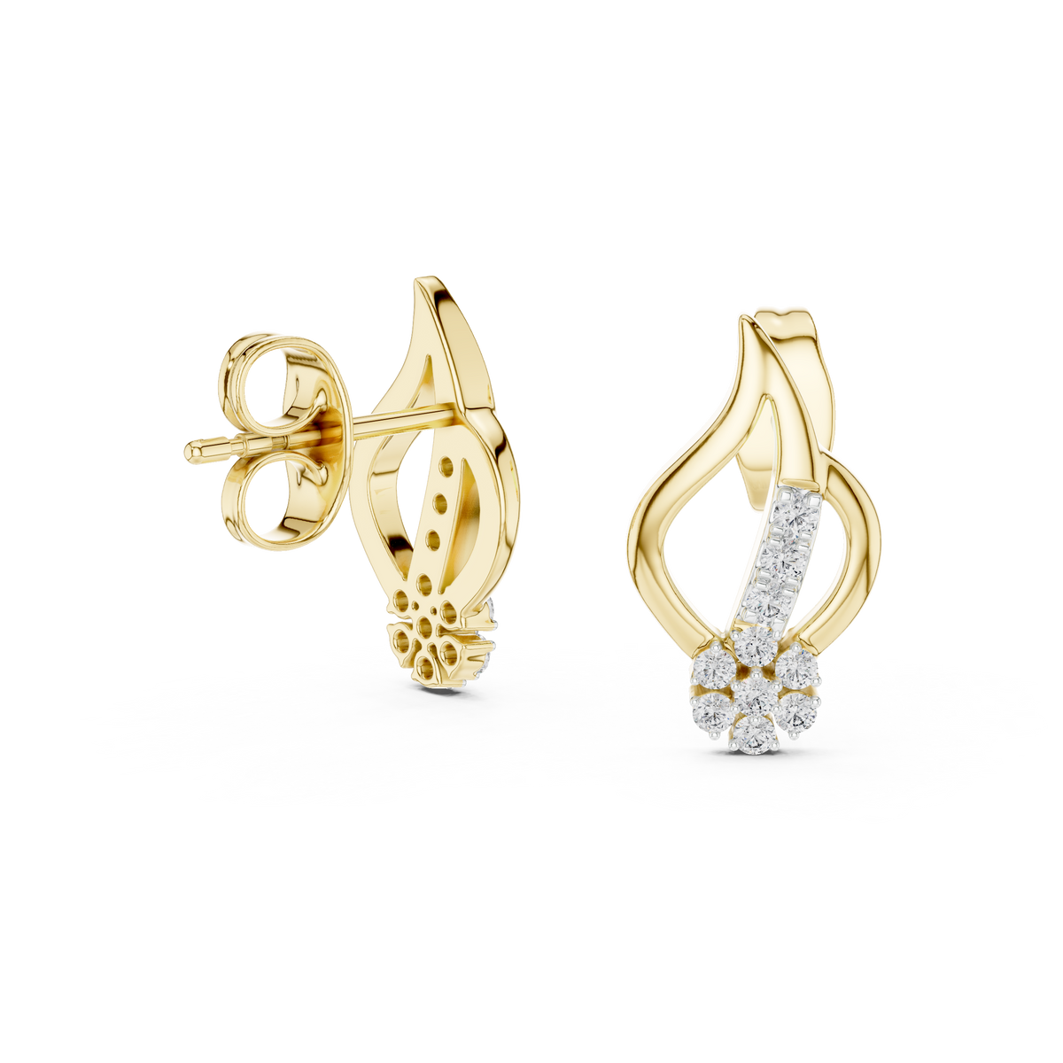Diyelle Open Flame Pavé Bar and Seven Stone Flower Lab Grown Diamond Earrings
