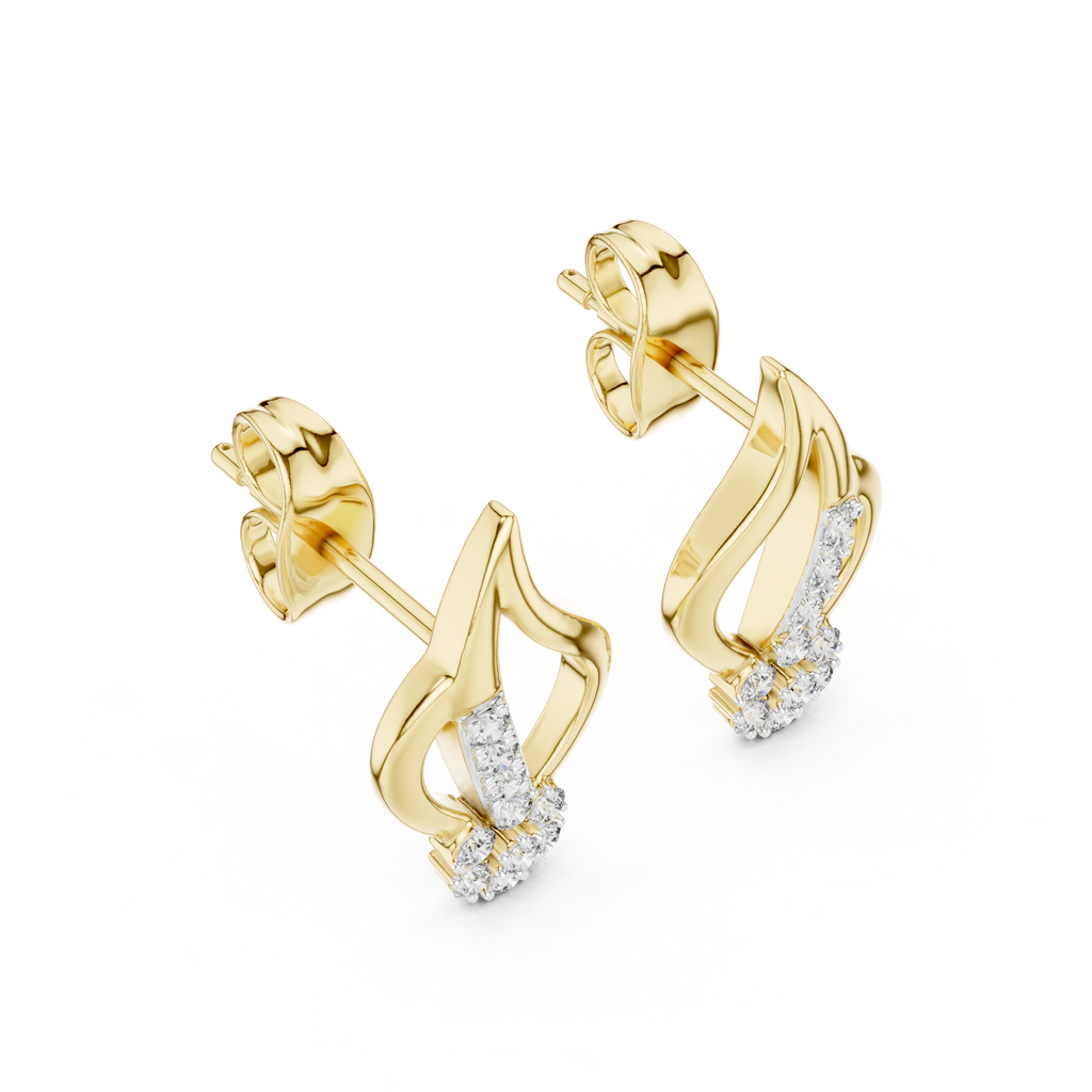 Diyelle Open Flame Pavé Bar and Seven Stone Flower Lab Grown Diamond Earrings