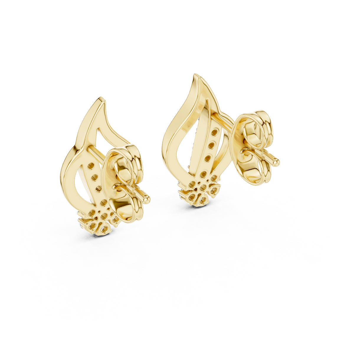 Diyelle Open Flame Pavé Bar and Seven Stone Flower Lab Grown Diamond Earrings