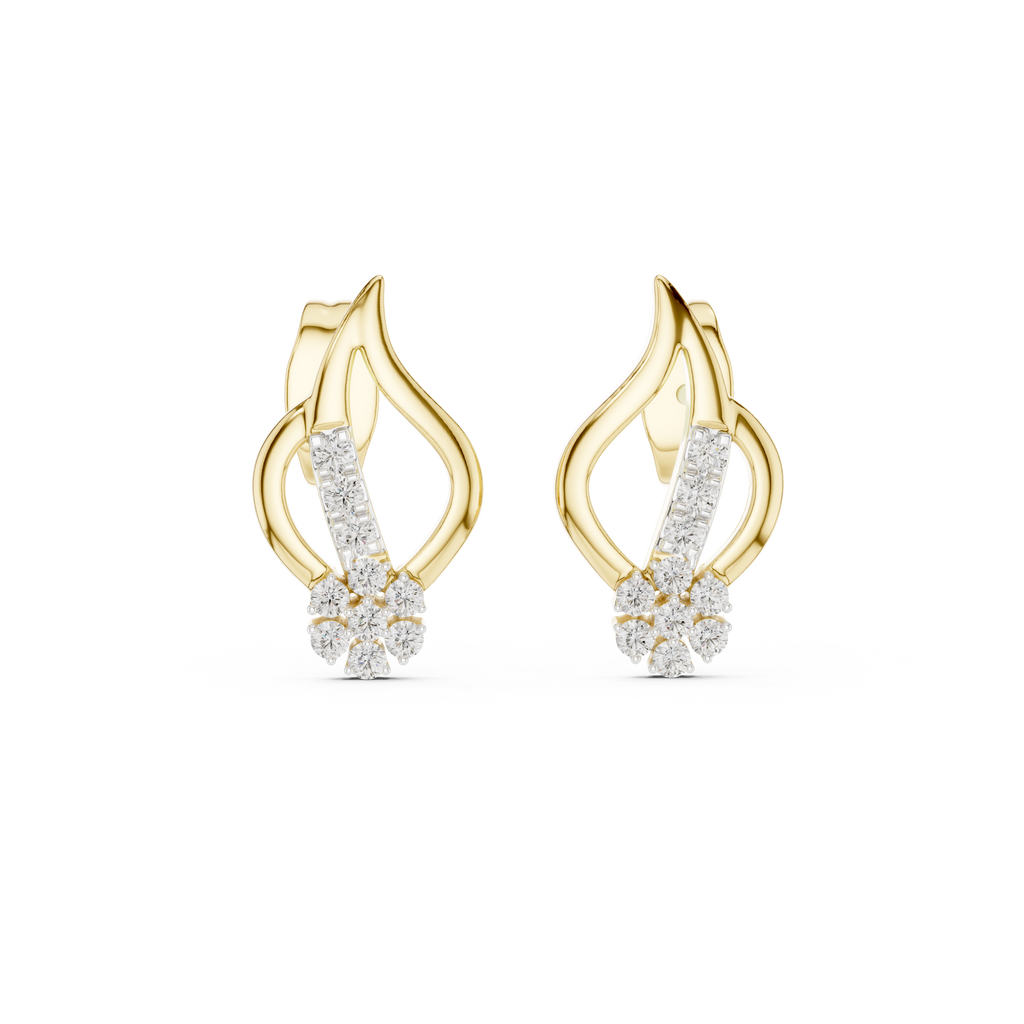 Diyelle Open Flame Pavé Bar and Seven Stone Flower Lab Grown Diamond Earrings