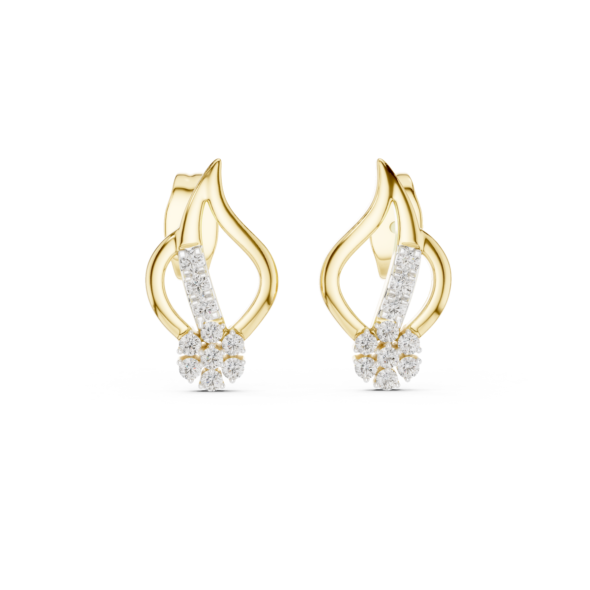 Diyelle Open Flame Pavé Bar and Seven Stone Flower Lab Grown Diamond Earrings