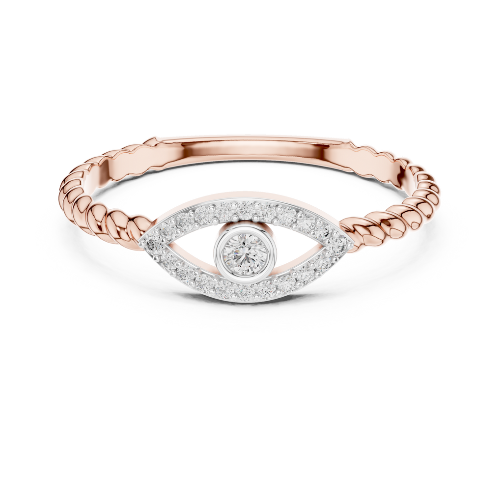 Nazarelle Evil Eye Twisted Rope Lab Grown Diamond Ring