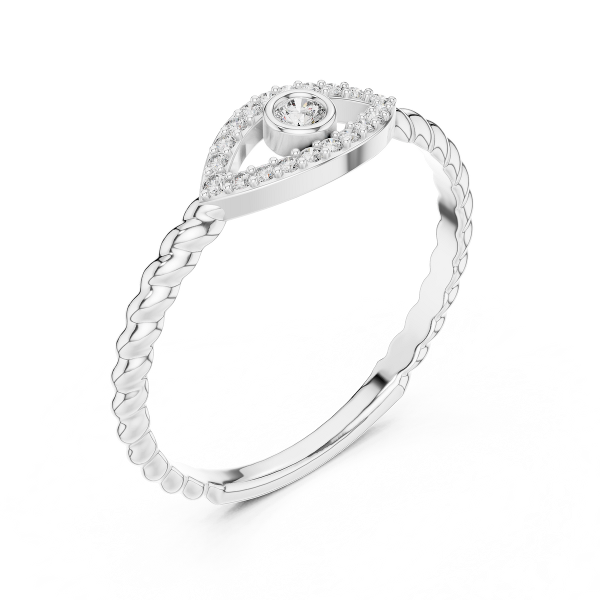 Nazarelle Evil Eye Twisted Rope Lab Grown Diamond Ring