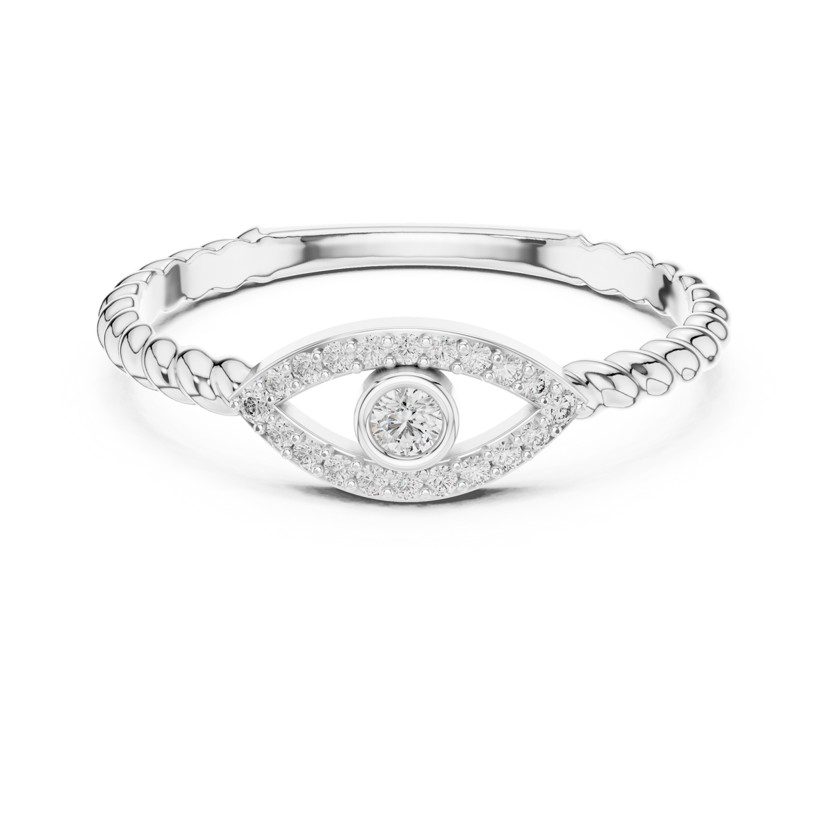 Nazarelle Evil Eye Twisted Rope Lab Grown Diamond Ring