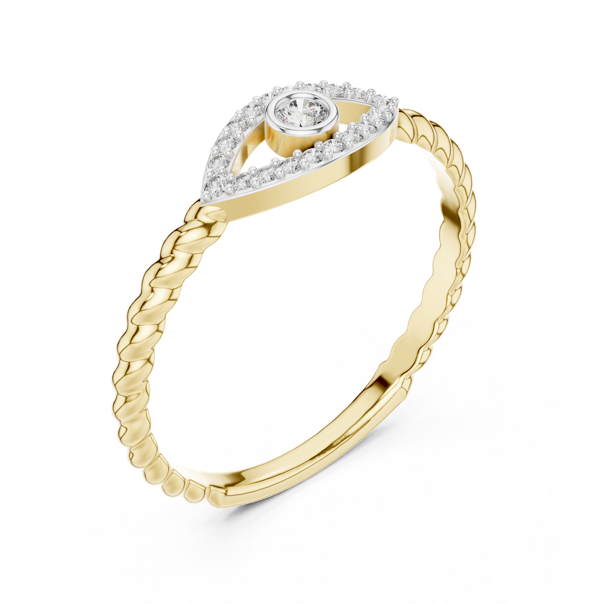 Nazarelle Evil Eye Twisted Rope Lab Grown Diamond Ring