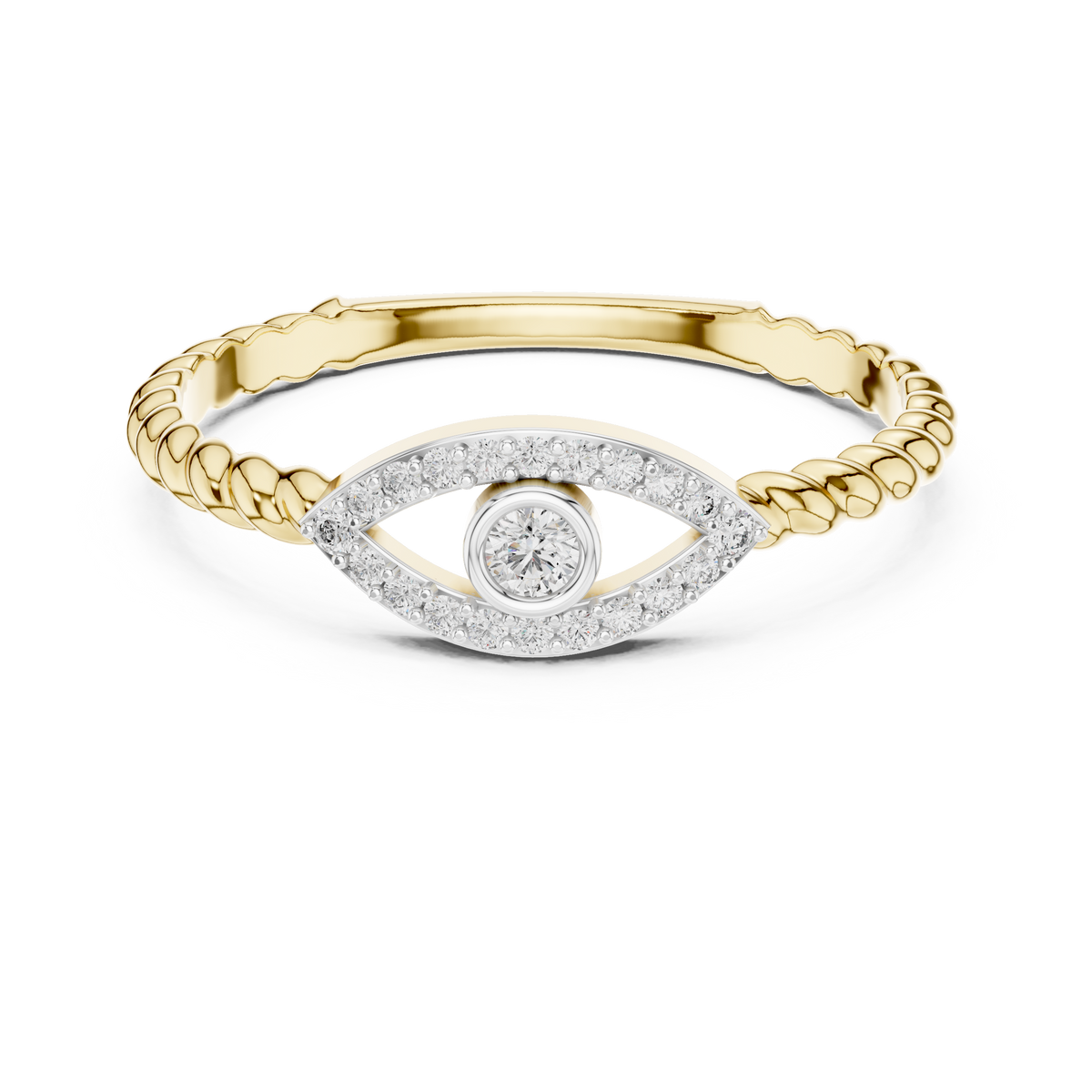 Nazarelle Evil Eye Twisted Rope Lab Grown Diamond Ring