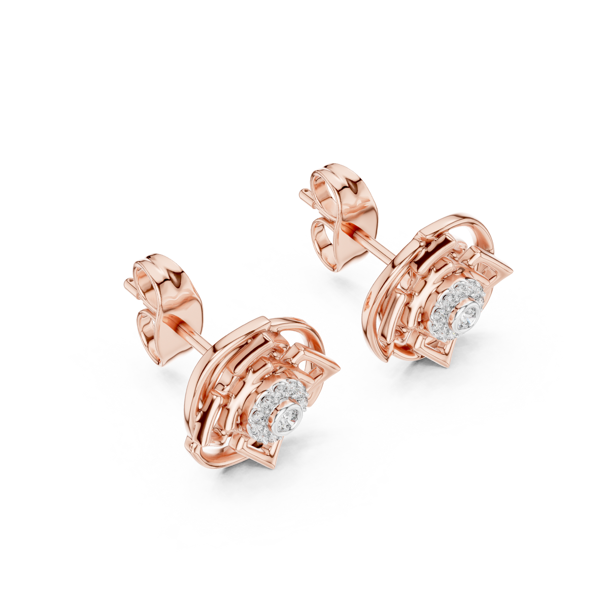 Jaalelle Interlaced Lattice Medallion Halo Lab Grown Diamond Earrings