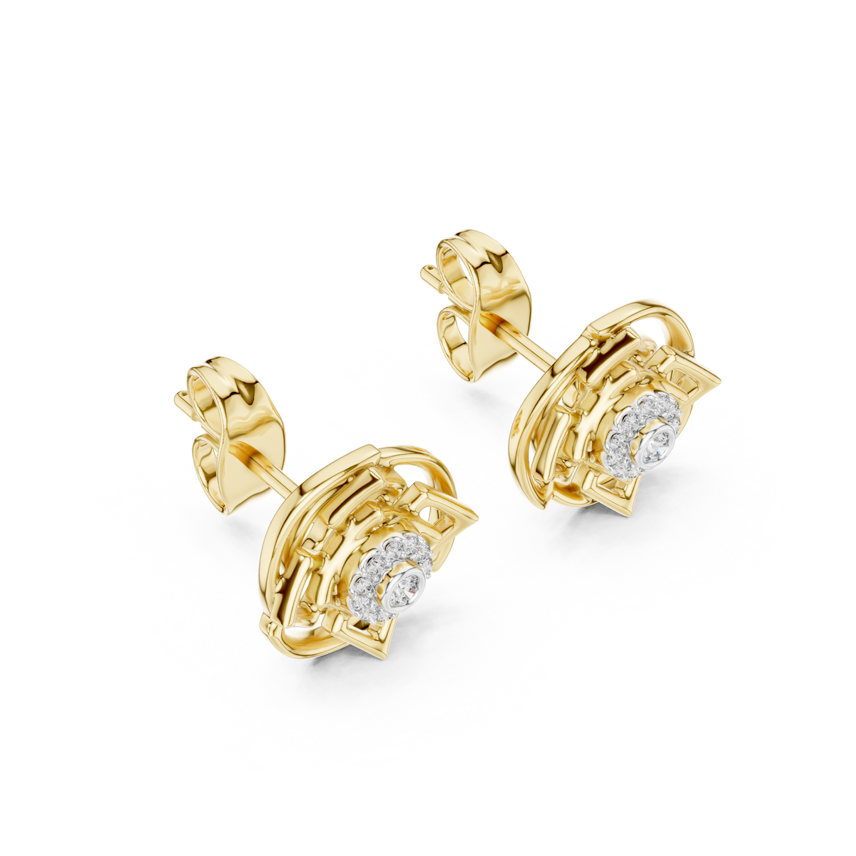 Jaalelle Interlaced Lattice Medallion Halo Lab Grown Diamond Earrings