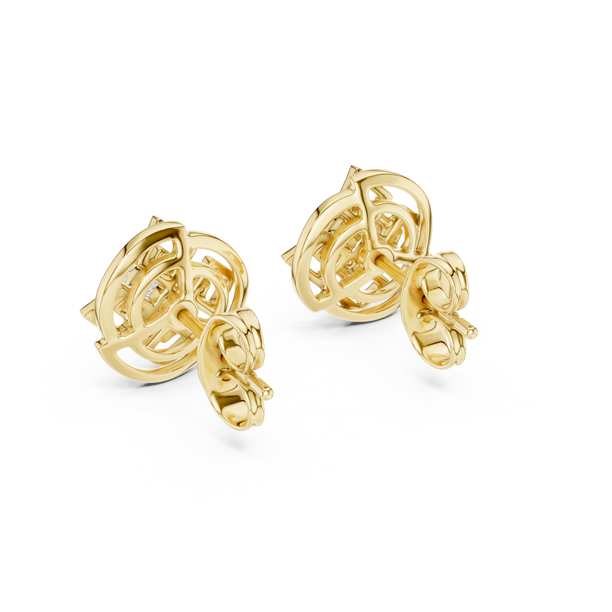 Jaalelle Interlaced Lattice Medallion Halo Lab Grown Diamond Earrings