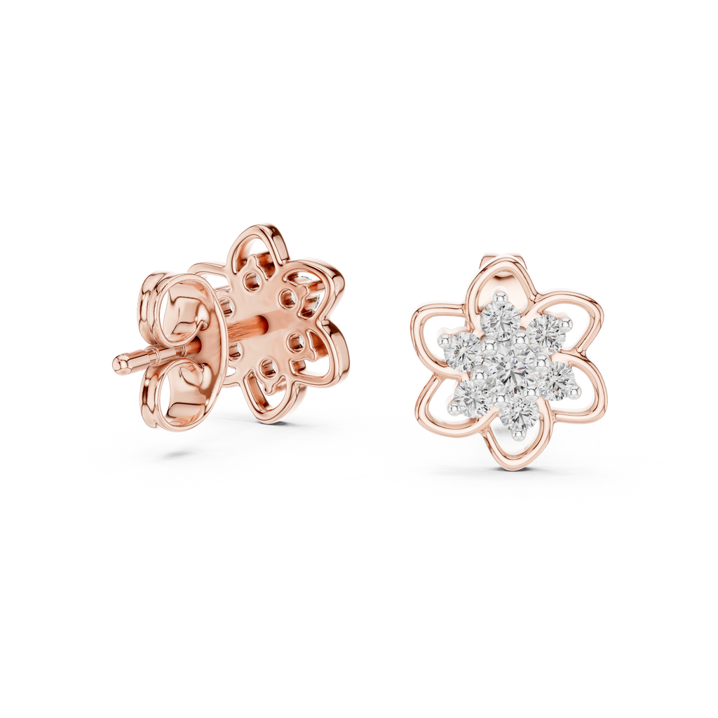 Jasmelle Open Petal Seven Stone Cluster Lab Grown Diamond Earrings