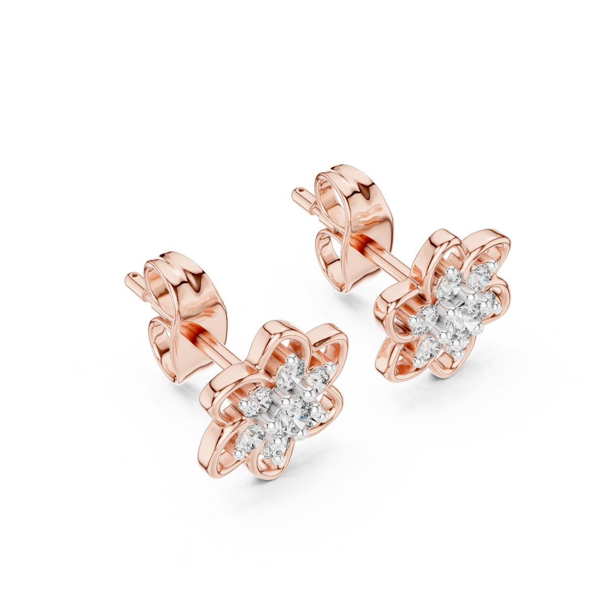 Jasmelle Open Petal Seven Stone Cluster Lab Grown Diamond Earrings