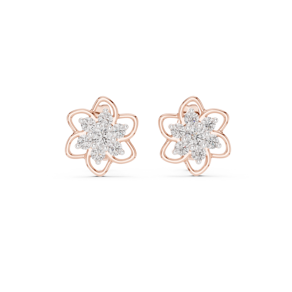 Jasmelle Open Petal Seven Stone Cluster Lab Grown Diamond Earrings