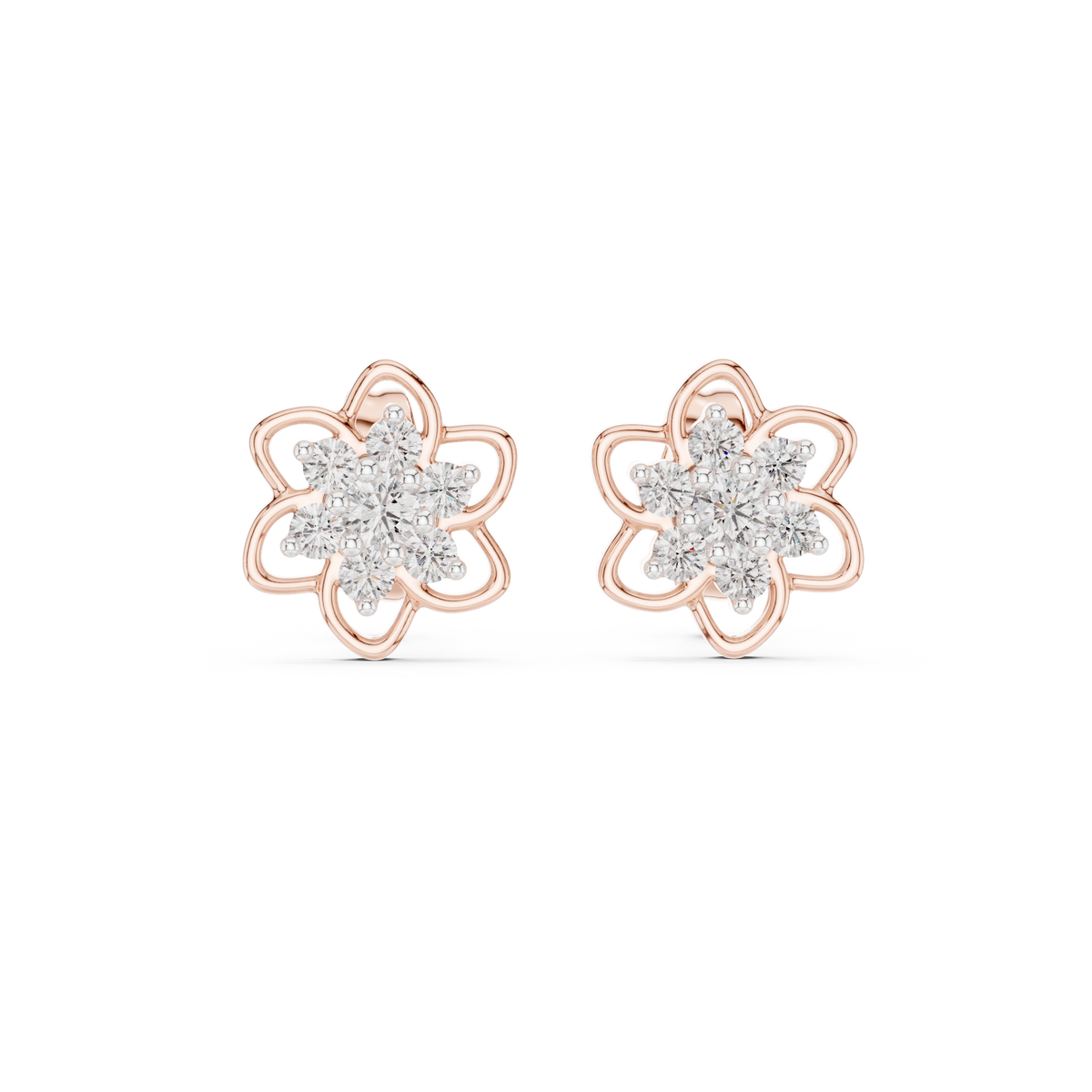 Jasmelle Open Petal Seven Stone Cluster Lab Grown Diamond Earrings