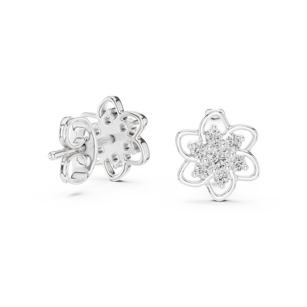 Jasmelle Open Petal Seven Stone Cluster Lab Grown Diamond Earrings