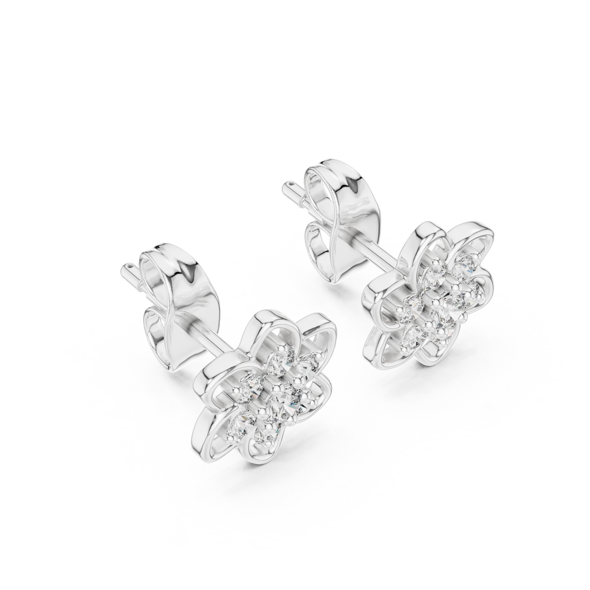 Jasmelle Open Petal Seven Stone Cluster Lab Grown Diamond Earrings
